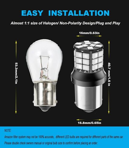Serundo Auto 1156 Led Bulb, 12V 24V Super Bright 1141 1003 BA15S LED Bulbs Used for Back Up Reverse Lights, Tail Lights, RV lights,Lawn Mower etc. Pack of 2pcs White in Kuwait