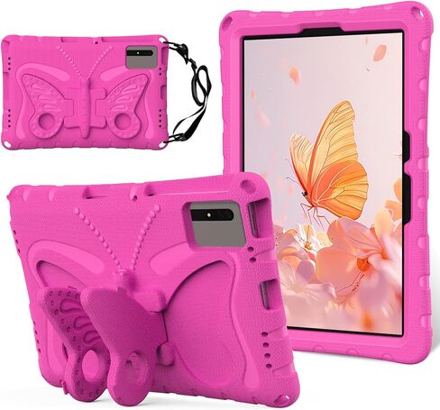 for Samsung Galaxy S9/S9FE/S8/S7 11" Butterfly Wings Kickstand Kids Girl Tablet Case EVA Material Light Weight Shockproof Kids Case for Lenovo M11 Xiaomi PDA 5/6 Redmi Pad SE (Pink) in Kuwait