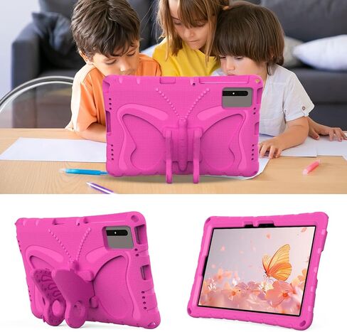 for Samsung Galaxy S9/S9FE/S8/S7 11" Butterfly Wings Kickstand Kids Girl Tablet Case EVA Material Light Weight Shockproof Kids Case for Lenovo M11 Xiaomi PDA 5/6 Redmi Pad SE (Pink) in Kuwait