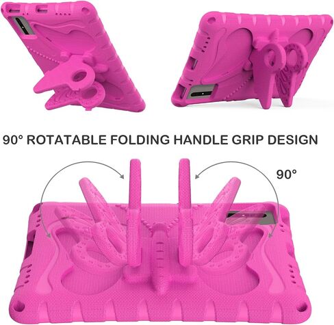 for Samsung Galaxy S9/S9FE/S8/S7 11" Butterfly Wings Kickstand Kids Girl Tablet Case EVA Material Light Weight Shockproof Kids Case for Lenovo M11 Xiaomi PDA 5/6 Redmi Pad SE (Pink) in Kuwait