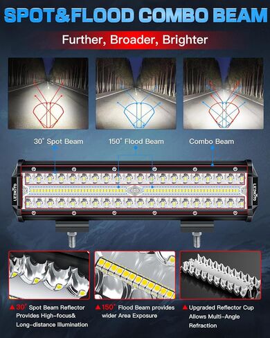 12 Inch LED Light Bar Kit with Wiring Harness Triple Row Spot Flood Combo LED Off Road Driving Lights Bar Work Lights Pod for Trucks UTV ATV Tractor Golf Je-ep Boat in Saudi Arabia