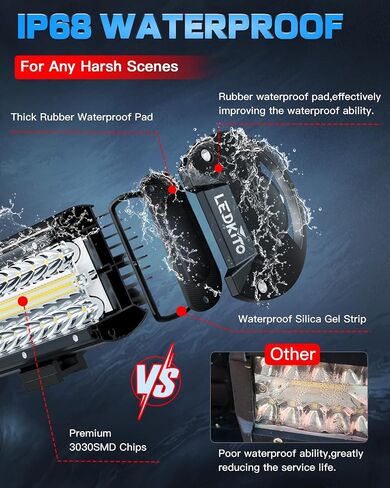 12 Inch LED Light Bar Kit with Wiring Harness Triple Row Spot Flood Combo LED Off Road Driving Lights Bar Work Lights Pod for Trucks UTV ATV Tractor Golf Je-ep Boat in Saudi Arabia