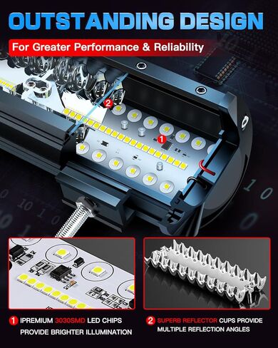 12 Inch LED Light Bar Kit with Wiring Harness Triple Row Spot Flood Combo LED Off Road Driving Lights Bar Work Lights Pod for Trucks UTV ATV Tractor Golf Je-ep Boat in Saudi Arabia