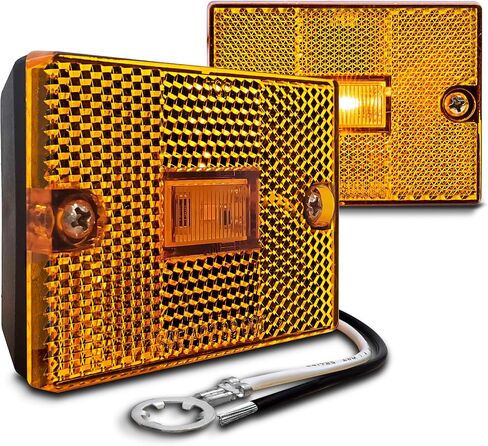 TRUE MODS 2pc 2x3 3x2 Inch Amber LED Stud-Mount Side Marker Light [DOT Certified] [IP67 Waterproof] [ Integrated Reflector] for Utility Boat Trailers Over 80" Camper RV Clearance Light in Saudi Arabia