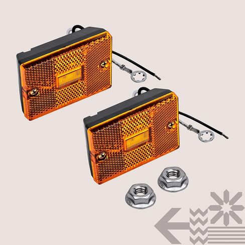 TRUE MODS 2pc 2x3 3x2 Inch Amber LED Stud-Mount Side Marker Light [DOT Certified] [IP67 Waterproof] [ Integrated Reflector] for Utility Boat Trailers Over 80" Camper RV Clearance Light in Saudi Arabia