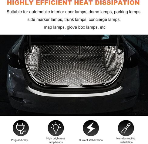 2PCS 194 LED Bulb 6000K, CANBUS Error Free T10 168 2825 W5W LED Light Bulb Replacement, 3030 Chipsets Super Bright LED Bulb for Car Interior Dome License Plate Light (White) in Saudi Arabia