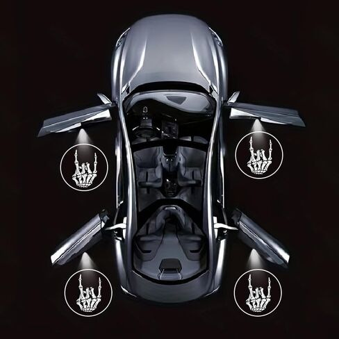 4PCS No Fade Car Door Lights,Skeleton Door Lights Logo Projector LED Shadow Welcome Lamp,Skeleton Car Accessories,Arm Skull Finger Gifts,Suitable for All Vehicles Motorcycle in Saudi Arabia
