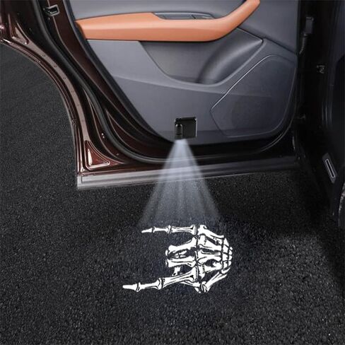 4PCS No Fade Car Door Lights,Skeleton Door Lights Logo Projector LED Shadow Welcome Lamp,Skeleton Car Accessories,Arm Skull Finger Gifts,Suitable for All Vehicles Motorcycle in Saudi Arabia