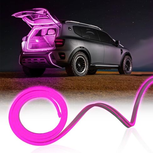 Car LED Strip Light For Trunk, 79Inch IP67 Silicone Waterproof Neon Light Strip Embedded, Flexible Cutting Universal Auto Interior Lights(Pink) in Saudi Arabia