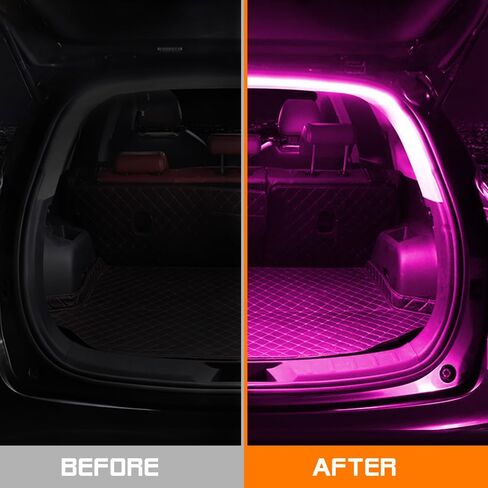 Car LED Strip Light For Trunk, 79Inch IP67 Silicone Waterproof Neon Light Strip Embedded, Flexible Cutting Universal Auto Interior Lights(Pink) in Saudi Arabia