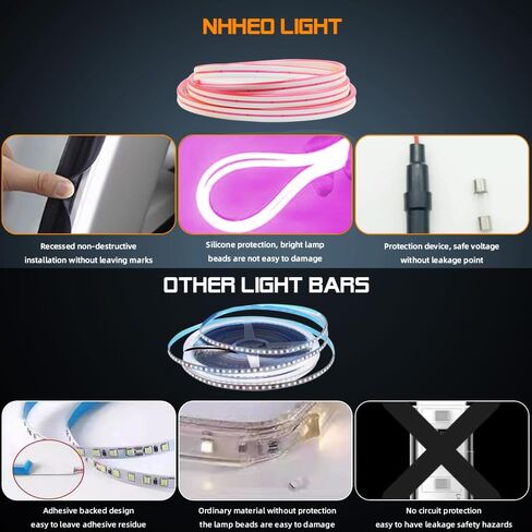 Car LED Strip Light For Trunk, 79Inch IP67 Silicone Waterproof Neon Light Strip Embedded, Flexible Cutting Universal Auto Interior Lights(Pink) in Saudi Arabia