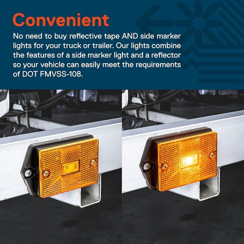 TRUE MODS 2pc 2x3 3x2 Inch Amber LED Stud-Mount Side Marker Light [DOT Certified] [IP67 Waterproof] [ Integrated Reflector] for Utility Boat Trailers Over 80" Camper RV Clearance Light in Saudi Arabia