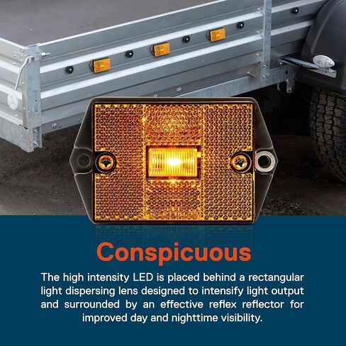 TRUE MODS 2pc 2x3 3x2 Inch Amber LED Stud-Mount Side Marker Light [DOT Certified] [IP67 Waterproof] [ Integrated Reflector] for Utility Boat Trailers Over 80" Camper RV Clearance Light in Saudi Arabia