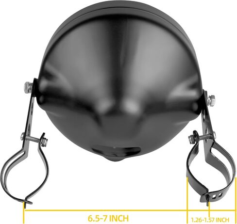 7 Inch Motorcycle Headlight Housing Bucket Black Carbon Steel Corrosion-Resistant Front Light Shell with 32-40mm Fork Tube Side Mount Brackets,Housing Only in Kuwait