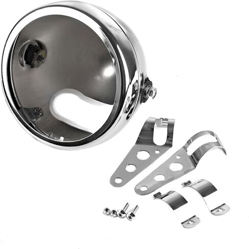 7 Inch Motorcycle Headlight Housing Bucket Black Carbon Steel Corrosion-Resistant Front Light Shell with 32-40mm Fork Tube Side Mount Brackets,Housing Only in Kuwait