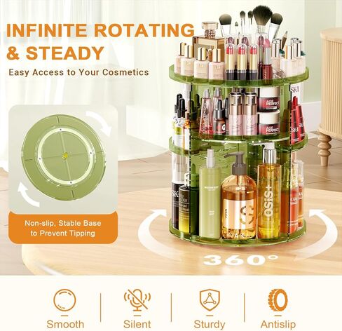 Auxmir Makeup Organizer 360 Rotation Cosmetic Storage Box with 6 Adjustable Layers for Bathroom and Living Room, Clear, Clear, Modern in Kuwait