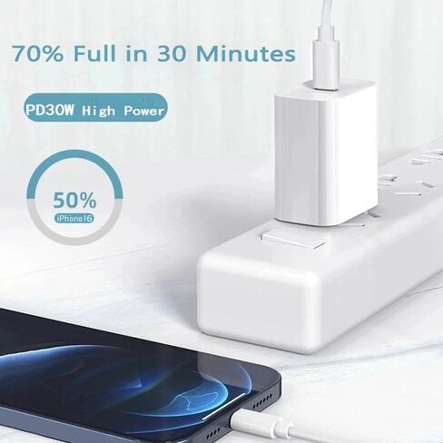 iPhone 16 15 شحن سريع [Apple MFI Certified] 30W USB C Charger Block Type C Charger 2 Pack 6ft Cord متوافق مع iPhone 16/16 Plus/16 Pro/16 Pro Max/iPhone 15/15 Pro Max/Samsung (Green) in Saudi Arabia