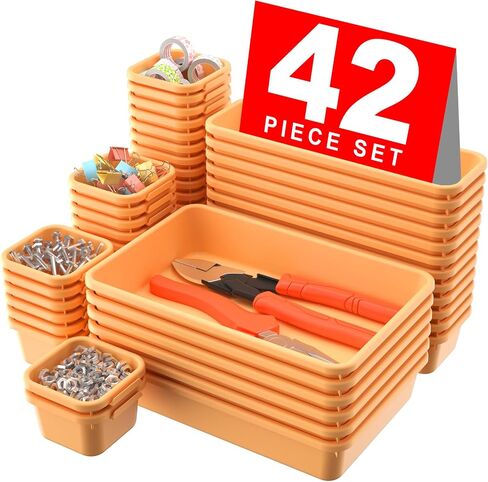 【𝟰𝟲𝗣𝗖𝗦】【5 Size】A-LUGEI Tool Box Organizer Tray Divider Set, 【Black】 Desk Drawer Organizer, Garage Organization and Storage Toolbox Accessories Rolling Tool Chest Cart Cabinet WorkBench Small Part in Saudi Arabia