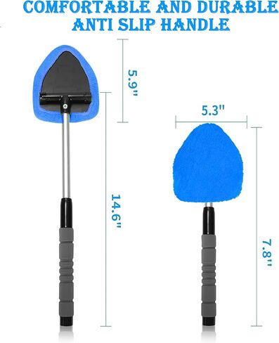 Windshield Window Cleaner Tool, Windshield Cleaner Car Windshield Cleaning Tool with Reusable Microfiber Pads Glass Wiper Kit with Extendable Handle Car Window Cleaner for Car Cleaning (1, Pink) in Kuwait