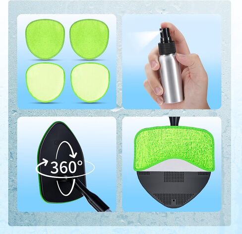 XINDELL Windshield Cleaner Tool – 360° Rotating Car Window Cleaning Kit with Extendable Handle, 4 Microfiber Pads, for Auto Windshield, Interior Glass, Trucks, SUVs, RVs, and Home Use in Saudi Arabia