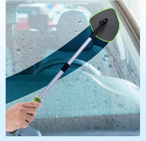 XINDELL Windshield Cleaner Tool – 360° Rotating Car Window Cleaning Kit with Extendable Handle, 4 Microfiber Pads, for Auto Windshield, Interior Glass, Trucks, SUVs, RVs, and Home Use in Saudi Arabia