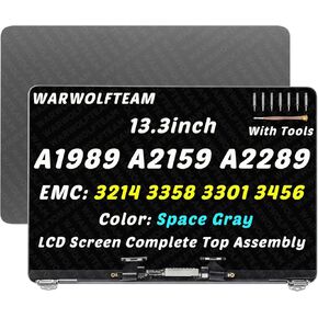 13.3in استبدال الشاشة لـ MacBook Pro A2159 A2289 A1989 A2251 EMC 3214 EMC 3358 EMC 3348 EMC 3456 EMC 3301 TRUE TONE 2018 2019 2020 RETINA LCD Display Assembly Kit 661-10037 (GRAY)