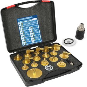 CMTOOL Master Cylinder Bleeder Kit, 17PCS Brake Bleeder Adapter Kit, Aluminum Material, Brake Pressure Bleeding Set with Quick Connector, for Most Vehicles