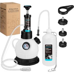 DURATECH 2L Manual Brake Bleeder Kit with 3 Master Cylinder Adapters, One Person Brake Fluid Pressure Bleeder with 1L Refilling Bottle, Large Capacity, Compatible with Most Vehicles
