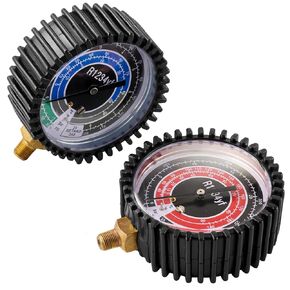 مقياس ضغط التبريد R1234YF ، مجموعة قياس عالية ومنخفضة مع 1/8 "الذكور NPT أسفل جبل ، 500 رطل ، 80 مم R1234YF تكييف الهواء المبرد مقياس الضغط
