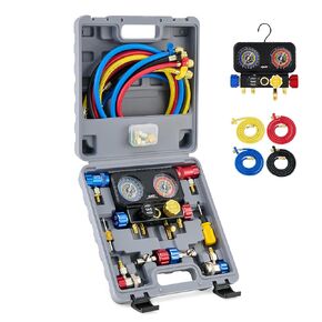 Orion Motor Tech R1234YF AC Set ، 4 Way AC Gauges W HOSS R1234YF R134A CANCLES CAPING CANE CANE CANE CANE FORON FORON