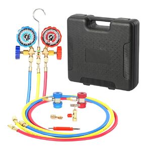 PB Motor Tech 3-Way AC Mifold Gauge تم تعيينه لـ R134A و R12 و R22 و R502. مع المقرنات السريعة ، يمكن 410 محول ، TAP & Valve Core Tool. لصيانة التيار المتردد. يتضمن حالة تخزين البلاستيك