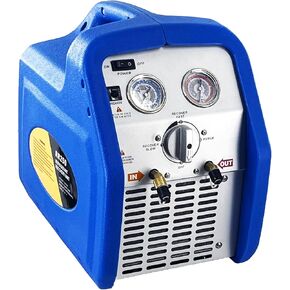 3/4 HP Single Cylinder Refrigerant Recovery Machine, 110V 60 Hz Portable Oil-less Freon Recycling Unit for Both Liquid and Vapor Refrigerant, for Automotive A/C System, Household HVAC System