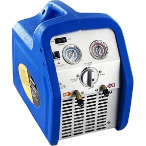 1HP Dual Cylinder Refrigerant Recovery Machine, 110V-120V 60Hz Portable Oil-less Freon Recycling Unit for Both Liquid and Vapor Refrigerant, for Automotive A/C System, Household HVAC System