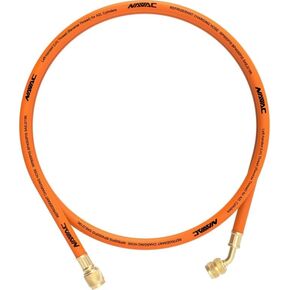 NAVAC NH5L Refrigerant Charging Hose for Reverse Threaded A2L Refrigerant & Recovery Tanks | 5' Orange Rubber Hose with 1/4" Fittings, 800 PSI Working Pressure