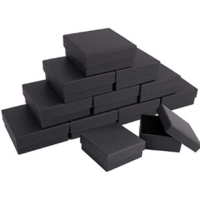 dedoot Kraft Paper Gift Box, Pack of 20 3.54x3.54x1.2 Inch Black Jewelry Boxes Bulk Earring Box with Velvet Small Square Gift Box Bulk for Necklace, Ring, Gifts