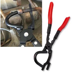 Exhaust Hanger Pliers, Rubber Exhaust Hanger Removal Tool, Universal Cars Handle Clamp Tool, 11.6" Head Recessed Non-Slip Handle Clamp (Red)