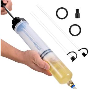 200CC Automotive Fluid Extractor Pump, Premium Manual Extraction & Fill Pump with 2 Hoses, Oil Syringe with Powerful Suction, Fluid Oil Change Evacuator