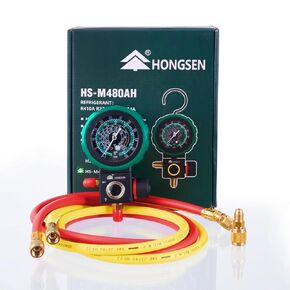 HVAC Gauges MVS60-R410A Gauge, AC Gauge Set with 5FT Hoses, Manifold Gauge Set for R410A, R134A, R22 Refrigerant Gauges