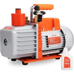 VEVOR Vacuum Pump, 3.5 CFM, HVAC Single Stage Rotary Vane Vacuum Pump, for R134a R22 R410a Systems, Auto AC Vacuum Pump Kit with Oil Bottle, for Automotive Air Conditioner Maintenance Resin Degassing