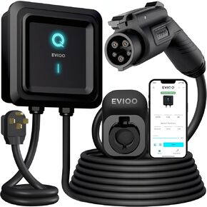 eviqo المستوى 2 ev شاحن - 48 amp ev شاحن المستوى 2-240V محطات شحن المركبات الكهربائية - شحنات الجدار الذكي EV للمستوى 2 - NEMA 14-50/hardwire