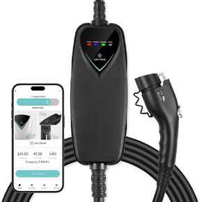 Lectron Level 1 J1772 Charger (WiFi إصدار) - 110 فولت ، 15 أمبير ، NEMA 5-15 قابس ، سلك امتداد 16 قدم - شاحن سيارة كهربائي محمول لـ J1772 EVS