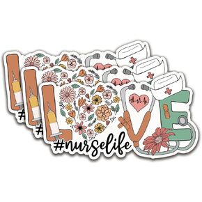 (5pcs) Love Nurse Life Sticker Nurse ملصقات الفينيل المضادة للماء البالغين للكمبيوتر المحمول أوقد سيارة ماء زجاجة ماء زجاجة مهرجان خوذة - حجم 3 "x1.7"