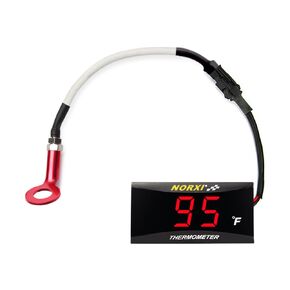 مقياس درجة حرارة المحرك الرقمي Universal Fahrenheit مقياس درجة حرارة المحرك الرقمي مع محول مستشعر التحقيق 10 أو 14 ملم لمعظم دراجة نارية في الحديقة المولدات البحرية (Red ، 14 ملم)