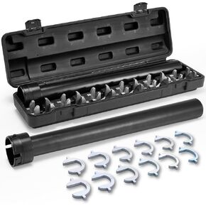 13 Pcs Master Inner Tie Rod Tool Kit with 12 Crowfoot Adapters, 1/2 Inch Drive Tube, for Removal & Installation, Includes Tool Case