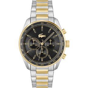 Lacoste Boston Men's Chrono Stainless Steel and Leather Strap Casual Watch, Color: Black (Model: 2011109) in Saudi Arabia