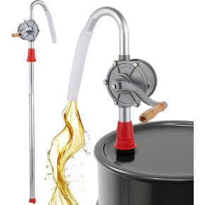 DASBET Oil Barrel Pump Aluminum Rotary Hand Crank Drum Pump Manual Barrel Oil Pump Hand Cranked Fuel Transfer Pump Fit 5 to 55 Gallon Drums Drum Pump for Diesel Gasoline Kerosene Fuel Transfer
