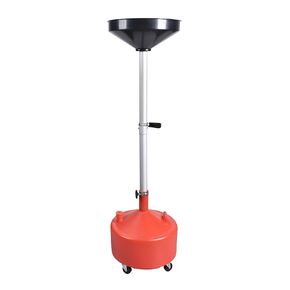 20 Gallon Portable Waste Oil Drain, Air Operated Industrial Fluid Drain Tank with Wheel, Adjustable Funnel Height, Red