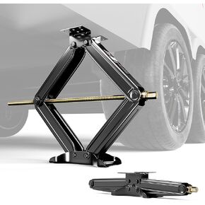 5000lbs Heavy Duty RV Stabilizer Jacks, 24" Scissor Leveling Jacks for Travel Trailer, Camper, Pop-Up, Set of 2 with Hand Crank & Drill Adapter, Rust-Resistant Steel Construction