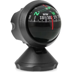 Car Compass Dashboard Mounted Automotive ABS Ball Compasses Angle Adjustable Portable Direction Navigation Car Interior Accessories Decoration Black