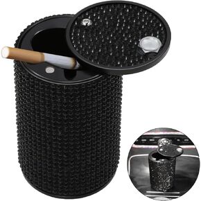 Stainless Steel Auto Ashtrays with Lid Car Ashtray Smell Proof Portable Smokeless Detachable Windproof Extinguished Butt Bucket Ash Tray for Car Cup Holder (Silver)